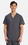Unisex Vet Tech Scrub Package with Embroidered UMass Amherst Logo & Name - Pewter Top & Wine Pant